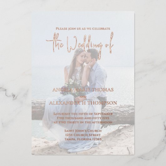 Elegant QR Code RSVP Photo Template Folieneinladung (Vorderseite)