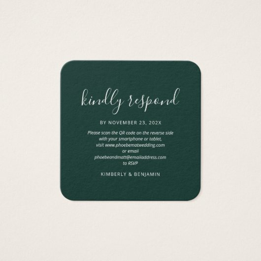 Elegant QR Code Wedding RSVP Card (Vorderseite)