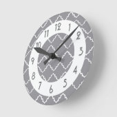 Elegant Quatrefoil Pattern - Gray White Runde Wanduhr (Winkel)