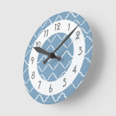 Elegant Quatrefoil Pattern - Lt Blue White Runde Wanduhr (Winkel)