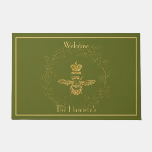 Elegant Queen Bee Leaf Wreath Door Mat Fußmatte (Vorderseite)