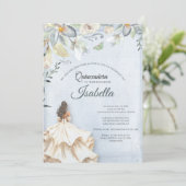 Elegant Quinceanera 15th Birthday Einladung (Stehend Vorderseite)
