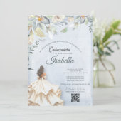 Elegant Quinceanera 15th Birthday Invitation Einladung (Stehend Vorderseite)