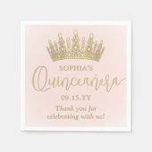 Elegant Quinceañera Crown Chic Blush Pink and Gold Serviette (Vorderseite)