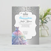 Elegant Quinceanera Einladung (Stehend Vorderseite)