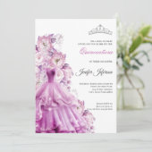Elegant Quinceanera Einladung (Stehend Vorderseite)