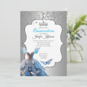 Elegant Quinceanera Einladung (Stehend Vorderseite)