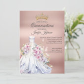 Elegant Quinceanera Einladung (Stehend Vorderseite)