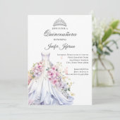 Elegant Quinceanera Einladung (Stehend Vorderseite)
