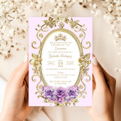 Elegant Quinceañera Einladung Floral lilac Z6