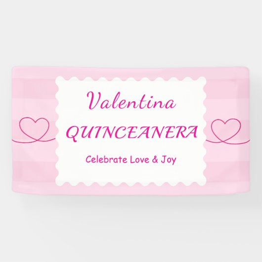Elegant Quinceañera Floral Bouquet | Rosa und Weiß Banner (Horizontal)