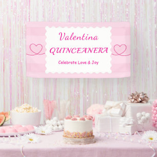 Elegant Quinceañera Floral Bouquet Rosa und Weiß Banner