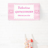 Elegant Quinceañera Floral Bouquet | Rosa und Weiß Banner (InSitu)