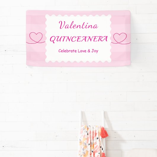 Elegant Quinceañera Floral Bouquet | Rosa und Weiß Banner (InSitu)