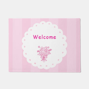 Elegant Quinceañera Floral Bouquet Rosa und Weiß Fußmatte
