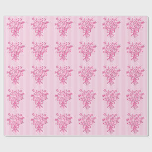 Elegant Quinceañera Floral Bouquet   Rosa und Weiß Geschenkpapier