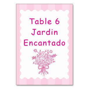 Elegant Quinceañera Floral Bouquet Rosa und Weiß Tischnummer