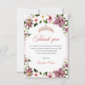 Elegant Quinceañera Floral Butterflies Dankeskarte (Vorderseite)