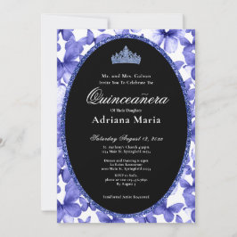 Elegant Quinceanera Invitation Blue Butterflies Einladung