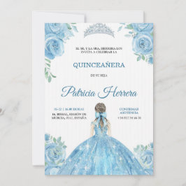 Elegant quinceanera Invitation blue floral theme Einladung