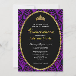 Elegant Quinceanera Invitation Purple Art Deco Einladung