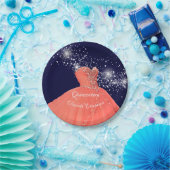 Elegant Quinceañera Korallenwaschplatte Pappteller (Party)