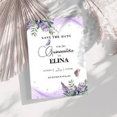 Elegant Quinceañera Lilac Lavender Butterfly Save The Date