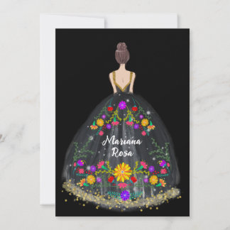 Elegant Quinceanera Mexican Fiesta Floral Geburtst Einladung