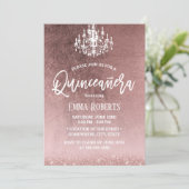 Elegant Quinceanera Moderne Rose Gold 15. Geburtst Einladung (Stehend Vorderseite)