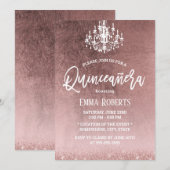Elegant Quinceanera Moderne Rose Gold 15. Geburtst Einladung (Vorne/Hinten)