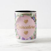 Elegant Quinceañera Mug – Sweet 15 Birthday Gift Zweifarbige Tasse (Mittel)