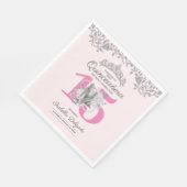 Elegant Quinceanera Princess Pink 15. Geburtstag i Serviette (Ecke)