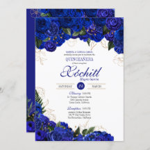 Elegant Quinceanera - Royal Blue Gold Rose Blumen