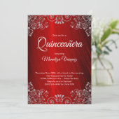 Elegant Quinceañera Ruby Red 15. Geburtstag Einladung (Stehend Vorderseite)