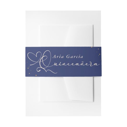 Elegant Quinceanera Script Royal Blue Einladungsbanderole (Vorderseite Beispiel)