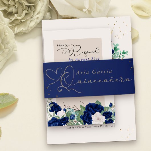 Elegant Quinceanera Script Royal Blue Einladungsbanderole
