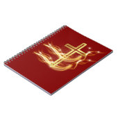 Elegant Radiant Golden Cross on Deep Red Notebook Notizblock (Linke Seite)
