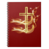 Elegant Radiant Golden Cross on Deep Red Notebook Notizblock (Vorderseite)