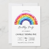 Elegant Rainbow Birthday party Einladung (Vorderseite)