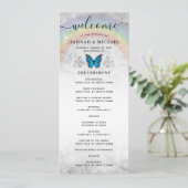 Elegant Rainbow Blue Butterfly Wedding Programs Einladung (Stehend Vorderseite)
