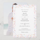 Elegant Rainbow Confetti Foto Wedding Einladung (Vorne/Hinten)