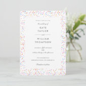 Elegant Rainbow Confetti Foto Wedding Einladung (Stehend Vorderseite)