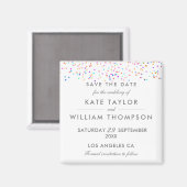 Elegant Rainbow Confetti Save the Date Magnet (Vorderseite/Rückseite)