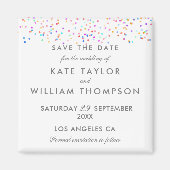 Elegant Rainbow Confetti Save the Date Magnet (Vorne)