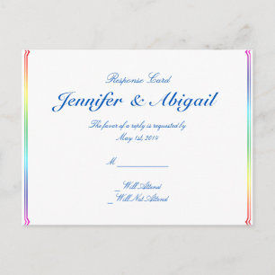 Elegant Rainbow Floral Gay Wedding RSVP Postcard Einladungspostkarte