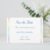 Elegant Rainbow Floral Gay Wedding Save the Date (Stehend Vorderseite)