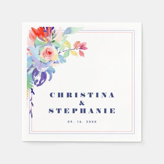 Elegant Rainbow Floral LGBTQ Wedding Serviette (Vorderseite)