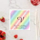 Elegant Rainbow Floral Monogram Wedding Serviette (Beispiel)