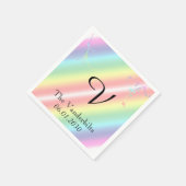 Elegant Rainbow Floral Monogram Wedding Serviette (Ecke)