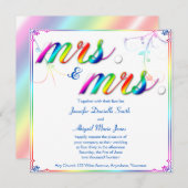 Elegant Rainbow Floral Mrs. Wedding Einladung (Vorne/Hinten)